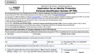 irs form 15227, application for identity protection personal identification number (IP PIN)