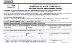 irs form 15227: application for an identity protection identification number (IP PIN)