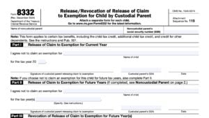 irs form 8332: Release/Revocation of Release of Claim to Exemption By Custodial Parent
