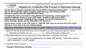 irs form 12153, request for collection due process or equivalent hearing