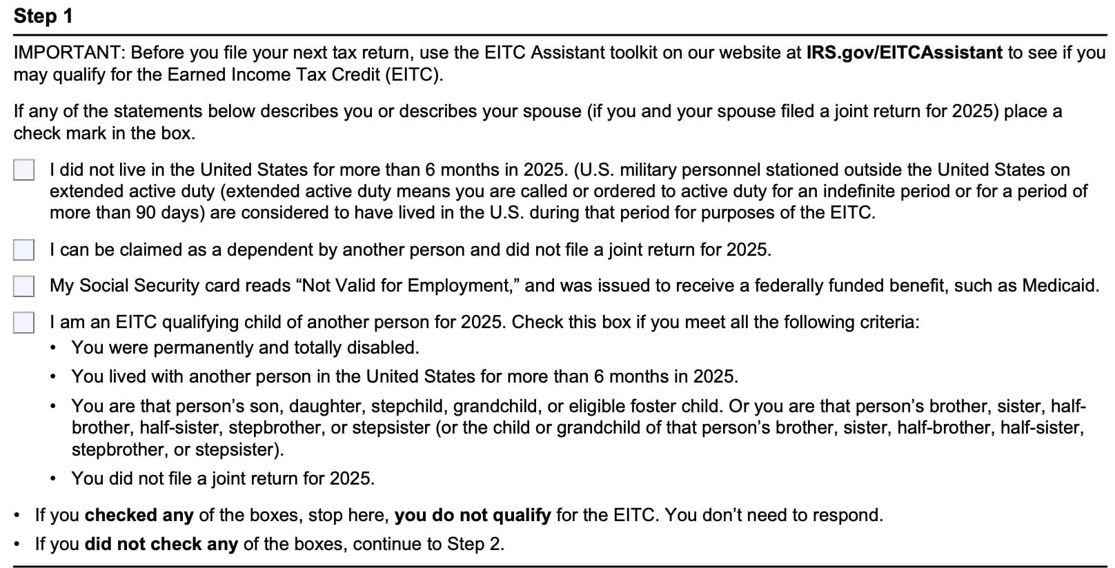irs form 15112, step 1
