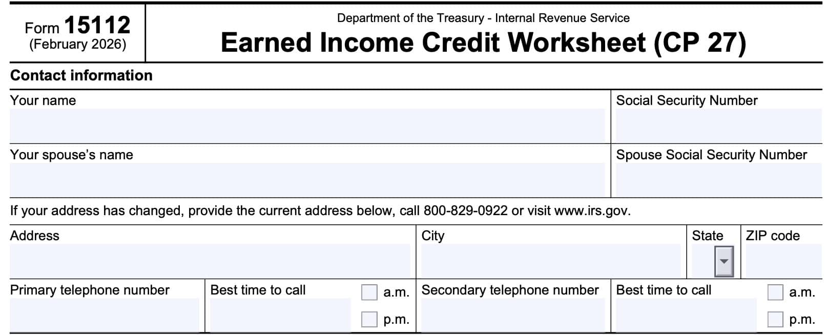 irs form 15112 taxpayer information
