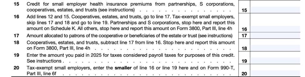 IRS Form 8941 Instructions - Small Employer Insurance Credits