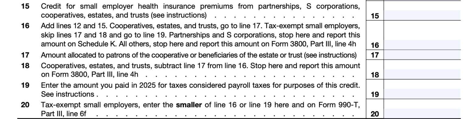 IRS Form 8941 Instructions - Small Employer Insurance Credits