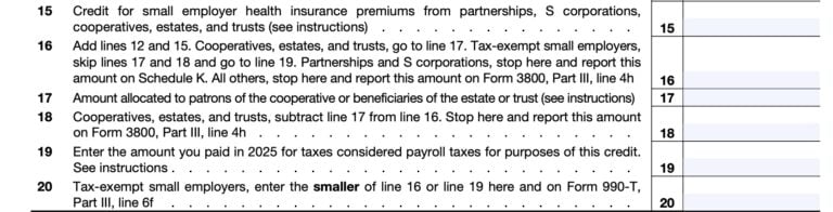 IRS Form 8941 Instructions - Small Employer Insurance Credits