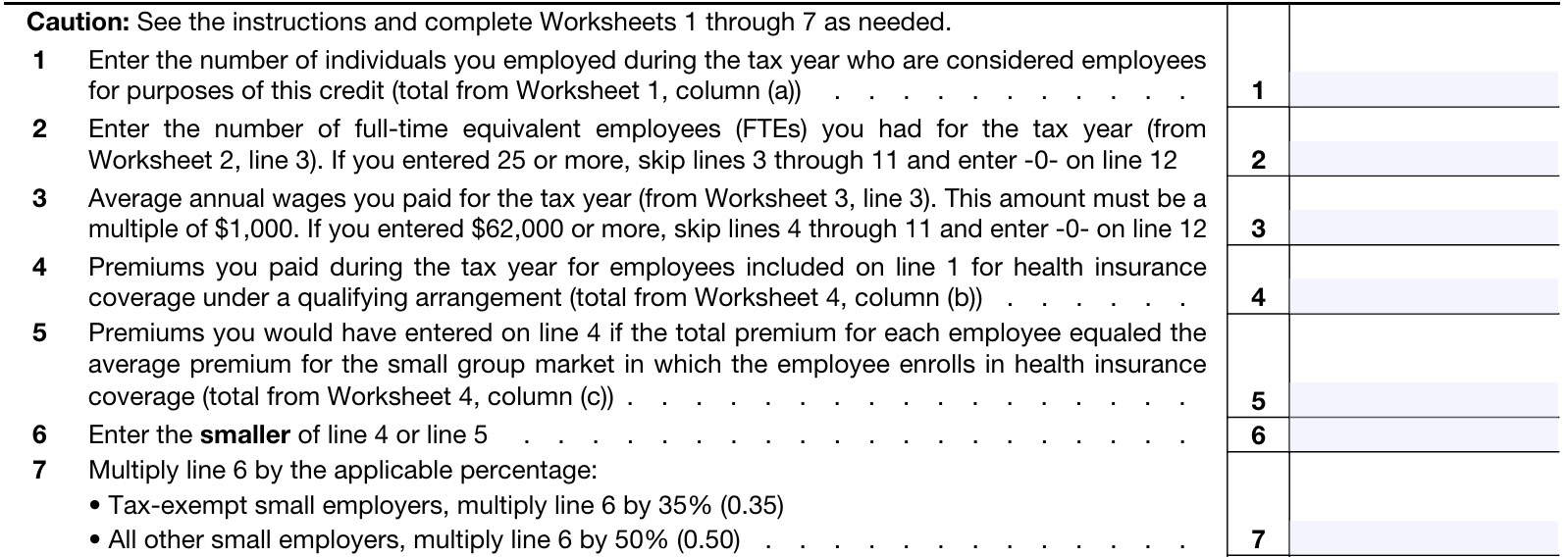 irs form 8941, lines 1 through 7
