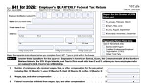 irs form 941, employer's quarterly federal tax return
