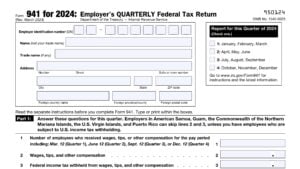 irs form 941, employer's quarterly federal tax return