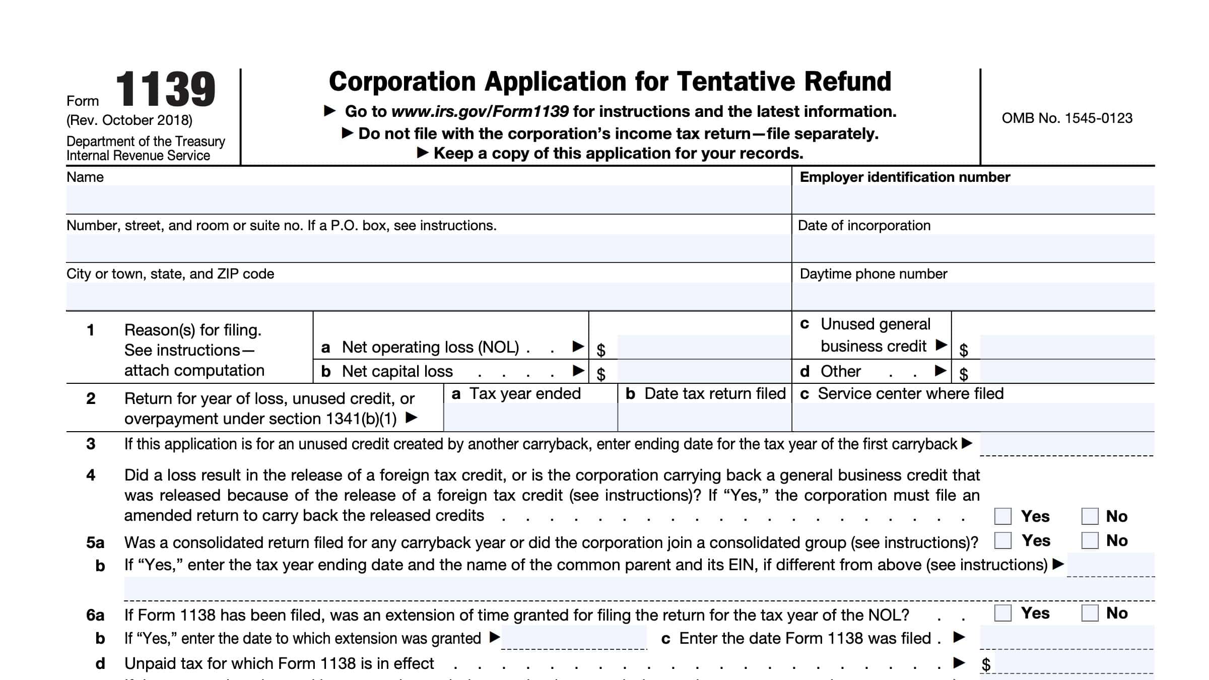 irs-form-1139-instructions-tentative-corporate-tax-refund