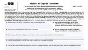 irs form 4506, request for copy of tax return