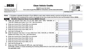 irs form 8936, clean vehicle credits