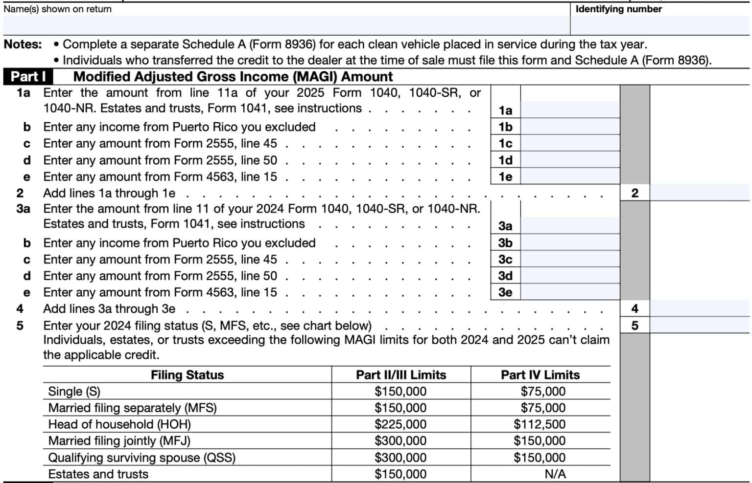 IRS Form 8936 Instructions - Clean Vehicle Credits