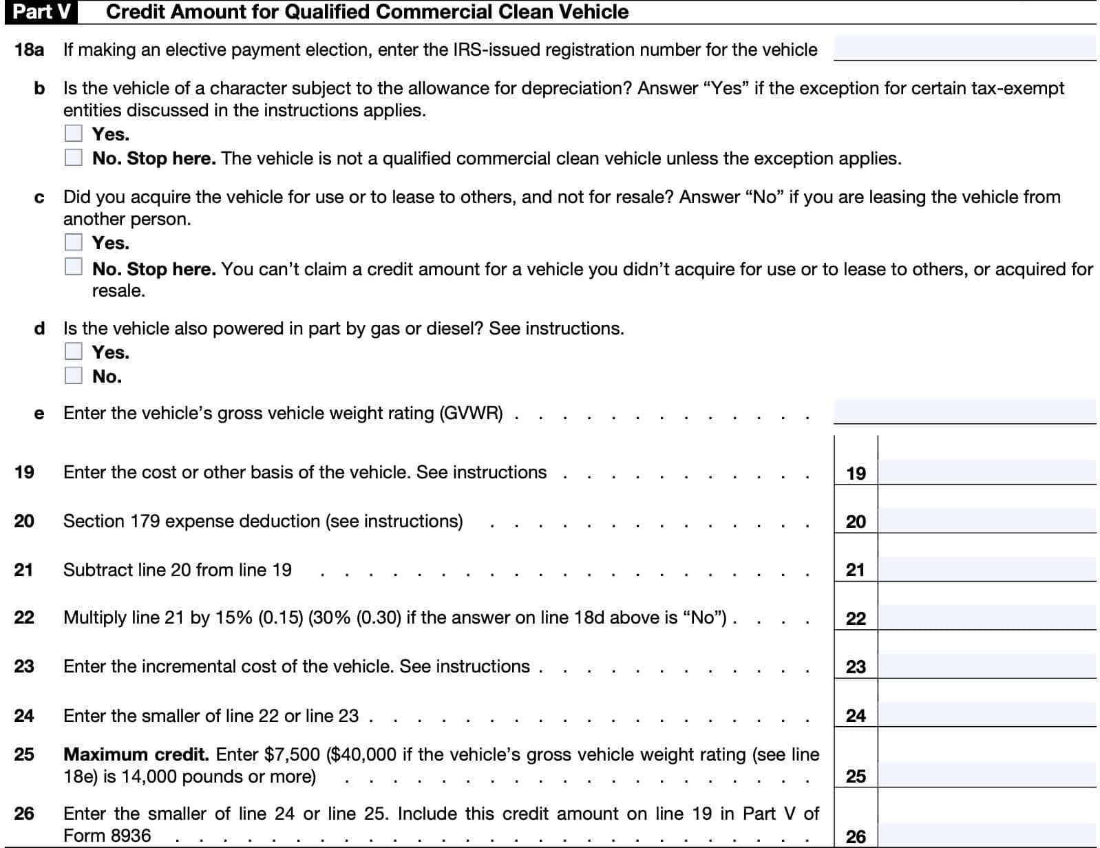 schedule a part v: credit amount for qualified commercial clean vehicle
