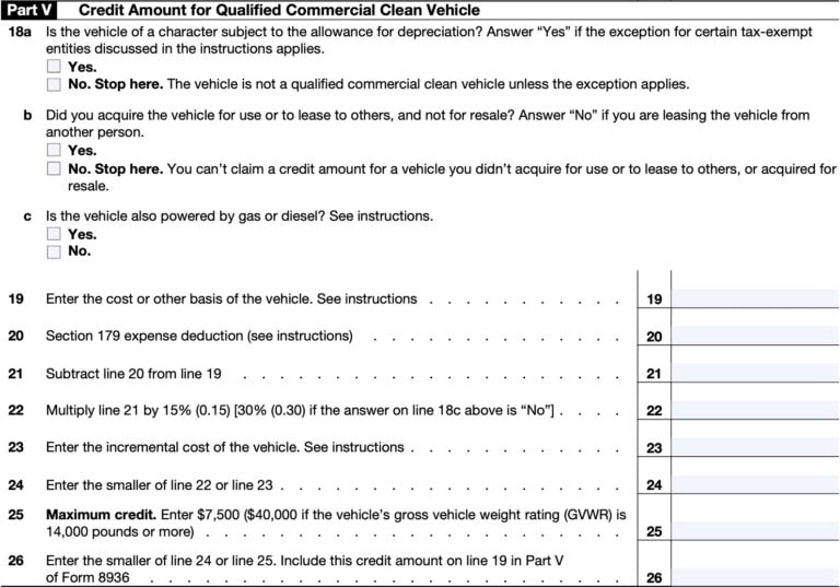 IRS Form 8936 Instructions - Qualifying Electric Vehicle Tax Credits