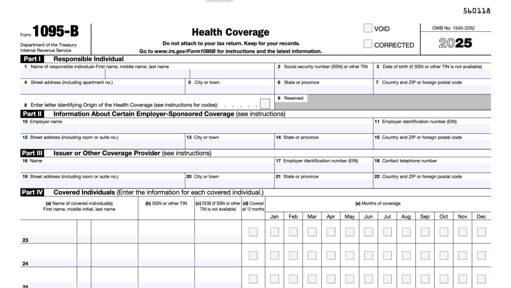 irs form 1095-b, health coverage