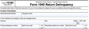 IRS Form 15103 Instructions - Form 1040 Return Discrepancy