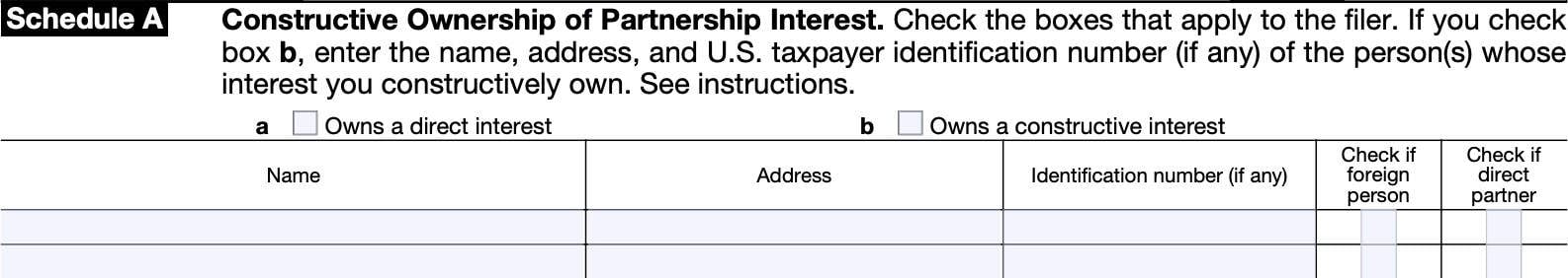 irs form 8865, schedule a, constructive ownership of partnership interest