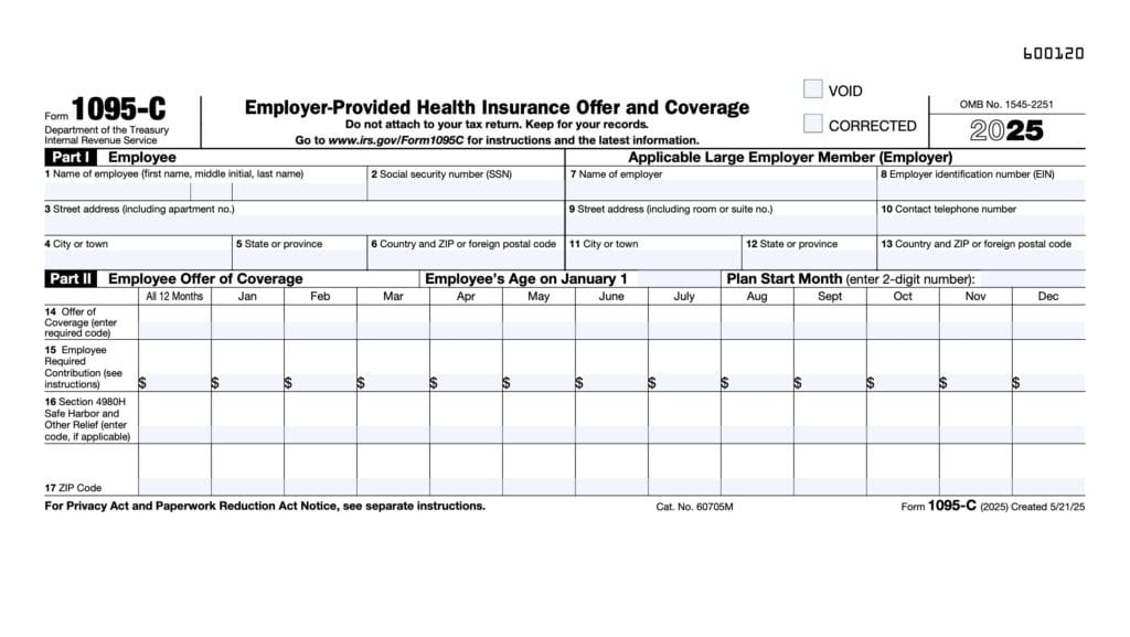 irs form 1095-c, employer-provided health insurance offer and coverage