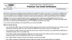 irs form 14950, premium tax credit verification