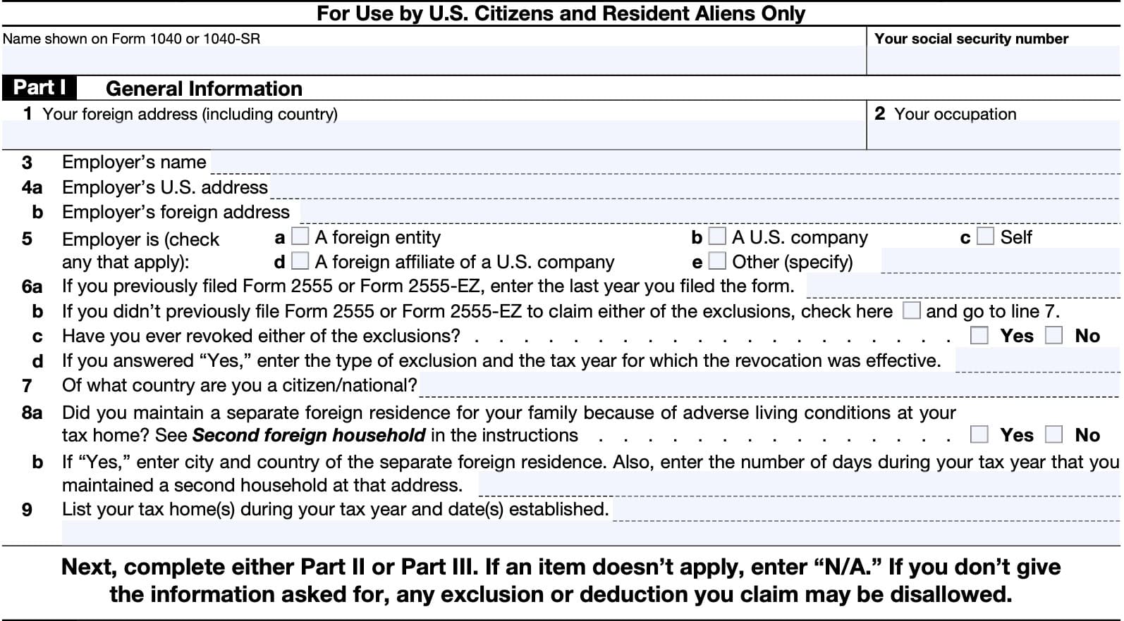 irs form 2555, part i: general information  