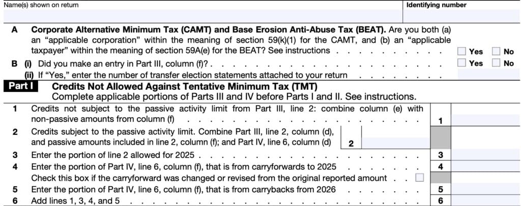 IRS Form 3800 Instructions - General Business Credit