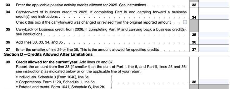 Form 3800 Example IRS Form 3800 Instructions - General Business Credit