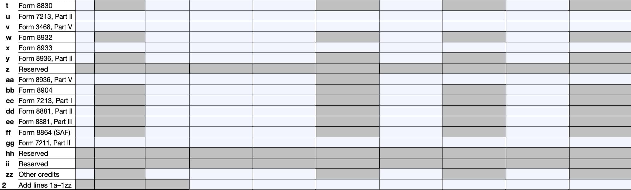 part iii, line 1t through 2