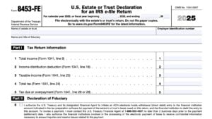 irs form 8453-fe, U.S. Estate or trust declaration for an irs e-file return