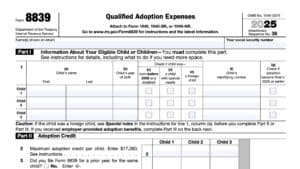 irs form 8839, qualified adoption expenses