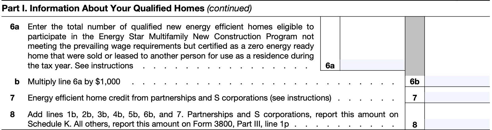 irs form 8908, lines 5 through 8
