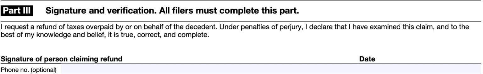 IRS Form 1310 Instructions - Tax Refund on A Decedent's Behalf