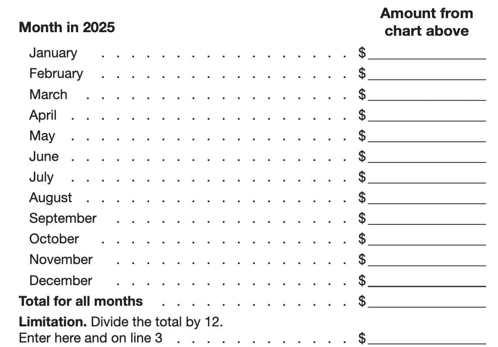 irs form 8853 monthly worksheet
