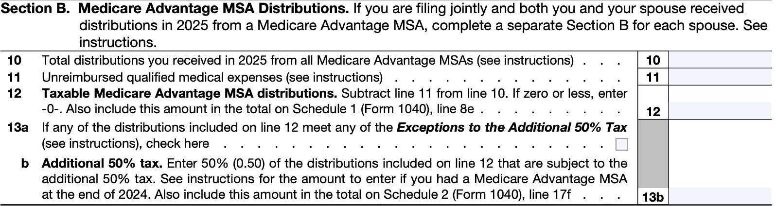 section b: medicare advantage MSA distributions
