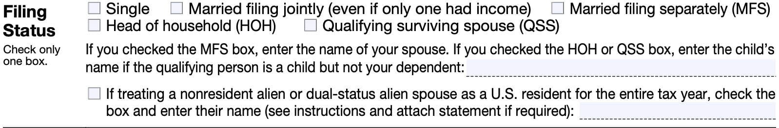 filing status