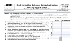 IRS Form 8880, Credit for Qualified Retirement Savings Contributions