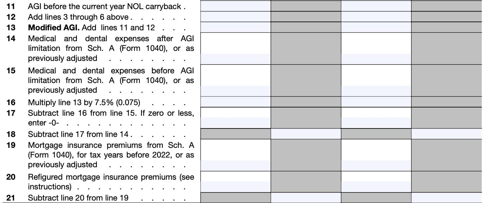 part ii, lines 11 through 21