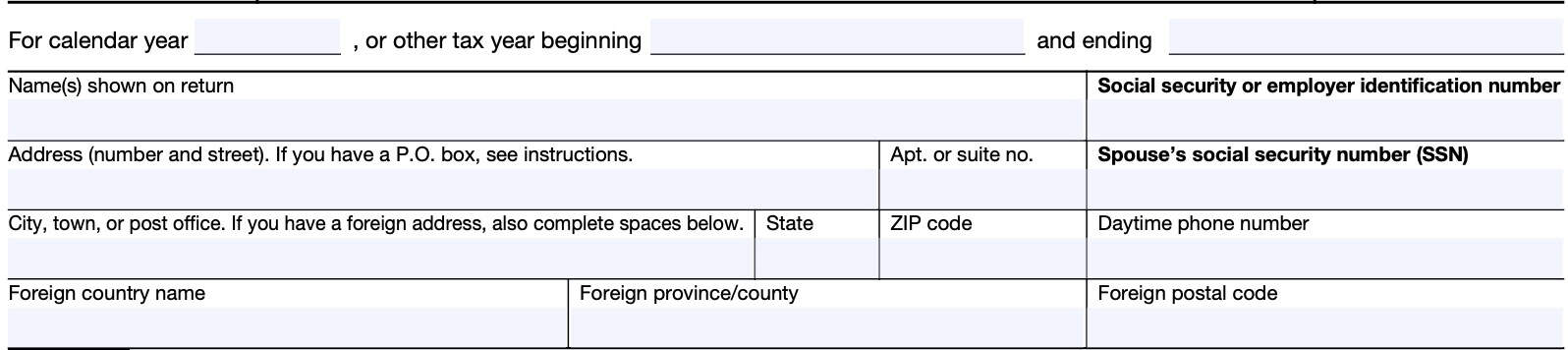 irs form 172, taxpayer information
