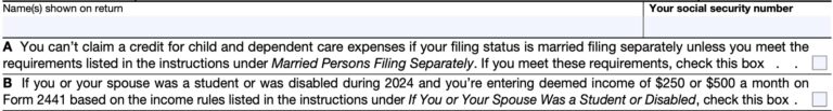 IRS Form 2441 Instructions - Child and Dependent Care Expenses