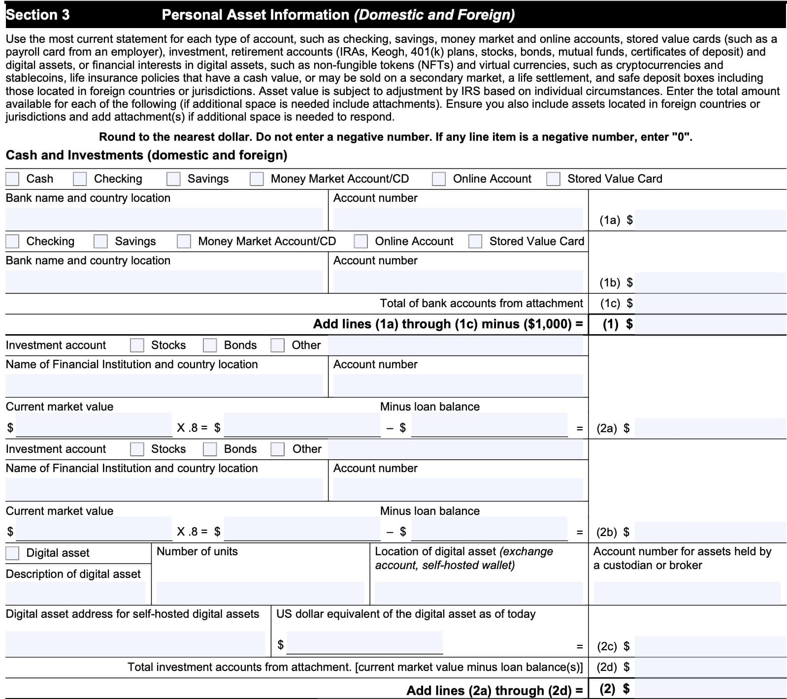 irs form 433-a, section 3: personal asset information (domestic and foreign)