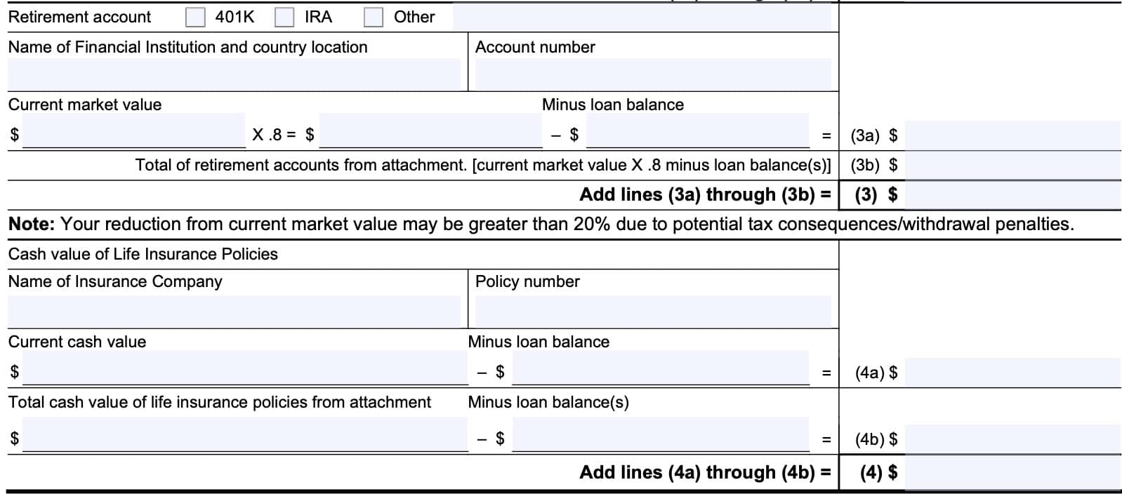 Section 3 retirement accounts and life insurance policies