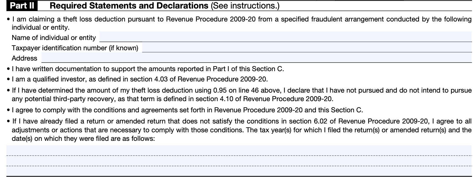 section c, part ii: required statements and declarations