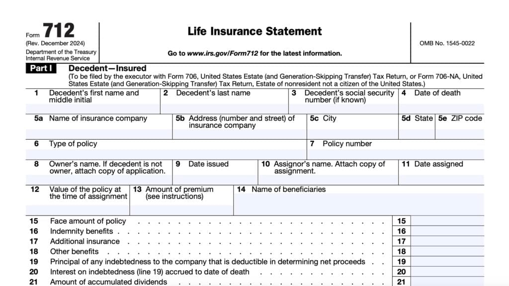 irs form 712, life insurance statement