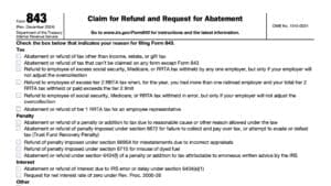 irs form 843, claim for refund and request for abatement