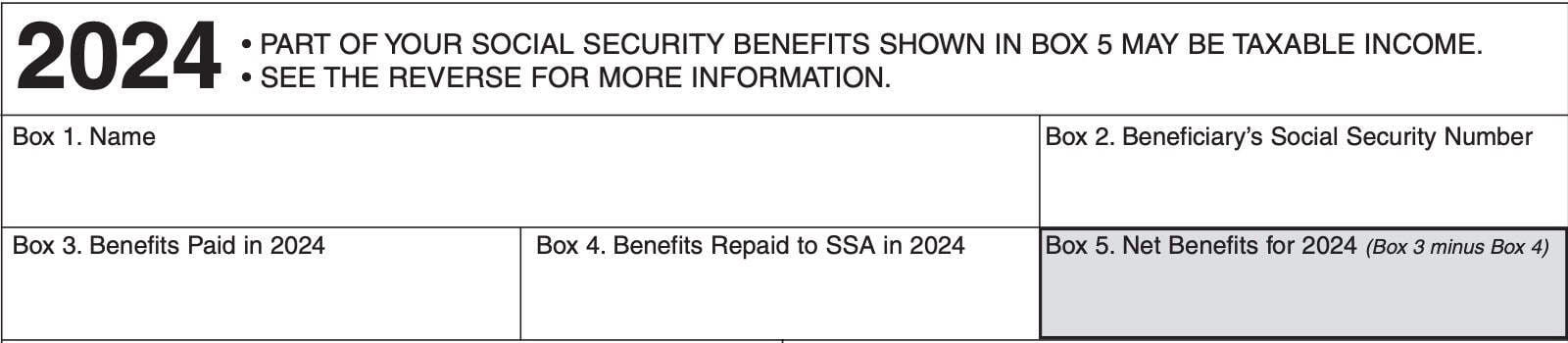 form ssa-1099, box 1 through box 5