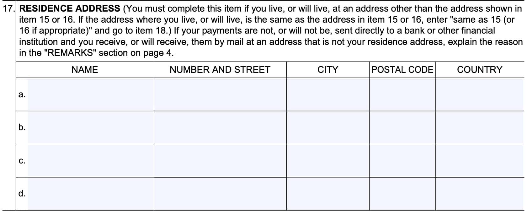 form ssa-21, item 17