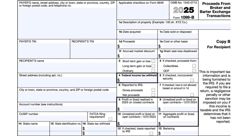 IRS Form 1099-B, Proceeds From Broker and Barter Exchange Transactions