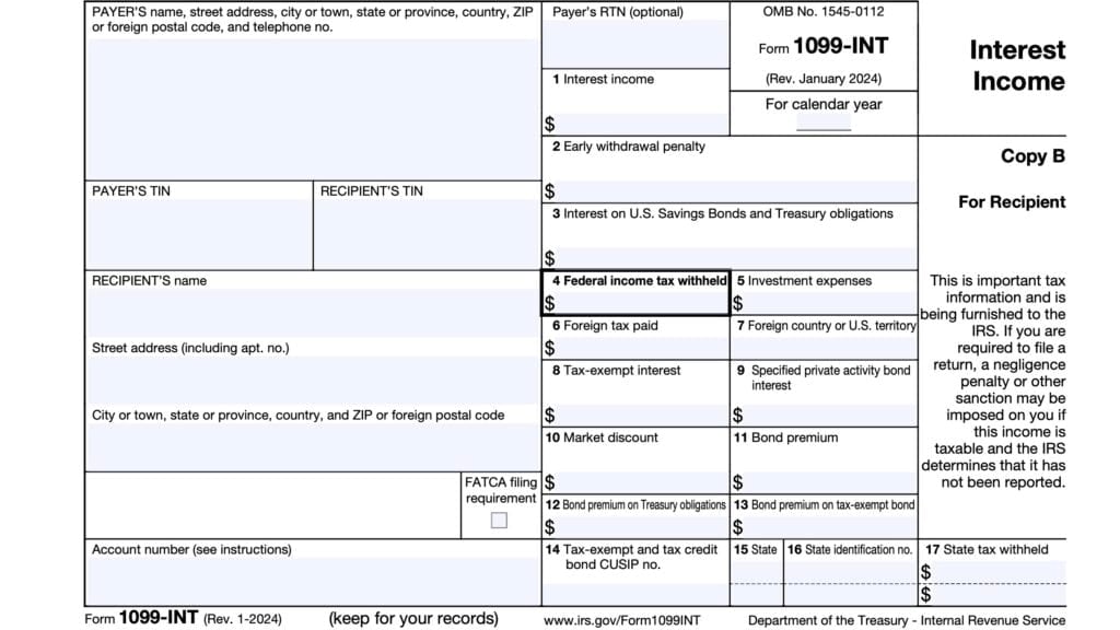 irs form 1099-int, interest income