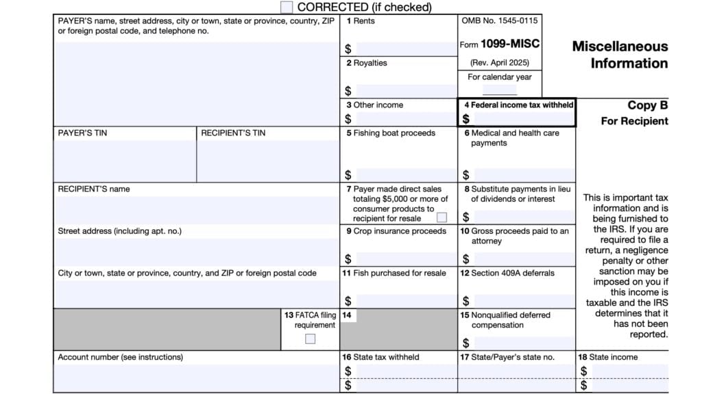 irs form 1099-misc, miscellaneous information