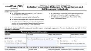 irs form 433-a, collection information statement for wage earners and self-employed individuals