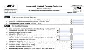 irs form 4952, investment interest expense deduction